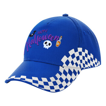 Happy Halloween (Χαλοουίν), Adult Ultimate BLUE RACING Cap, (100% COTTON DRILL, ADULT, UNISEX, ONE SIZE)