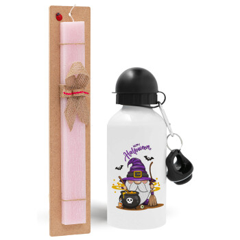 Happy Halloween (Χαλοουίν), Easter Set, metallic aluminum bottle (500ml) & aromatic flat Easter candle (30cm) (PINK)