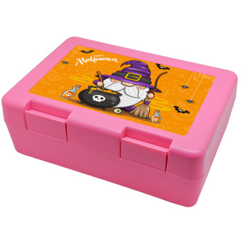 Happy Halloween (Χαλοουίν), Children's cookie container PINK 185x128x65mm (BPA free plastic)