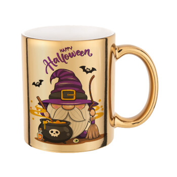 Happy Halloween (Χαλοουίν), Mug ceramic, gold mirror, 330ml