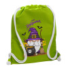 Backpack bag GYMBAG LIME GREEN, with pocket (40x48cm) & thick cords