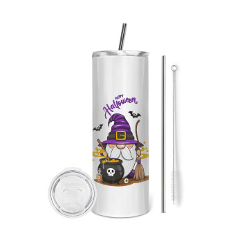 Happy Halloween (Χαλοουίν), Tumbler stainless steel 600ml, with metal straw & cleaning brush