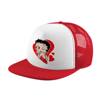 Betty Boop, Children's Soft Trucker Hat with Red/White Mesh (POLYESTER, CHILDREN'S, ONE SIZE)