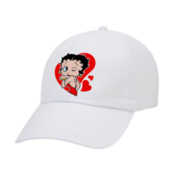 Betty Boop, Adult Baseball Cap White 5-panel (POLYESTER, ADULT, UNISEX, ONE SIZE)