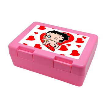 Betty Boop, Παιδικό δοχείο κολατσιού ΡΟΖ 185x128x65mm (BPA free πλαστικό)