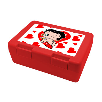 Betty Boop, Παιδικό δοχείο κολατσιού ΚΟΚΚΙΝΟ 185x128x65mm (BPA free πλαστικό)