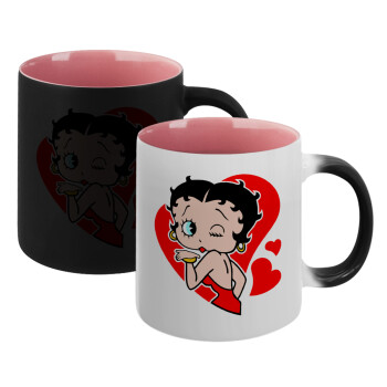 Betty Boop, Κούπα Μαγική εσωτερικό ΡΟΖ, κεραμική 330ml που αλλάζει χρώμα με το ζεστό ρόφημα (1 τεμάχιο)