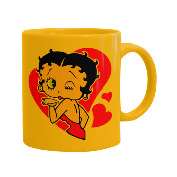 Betty Boop, Κούπα, κεραμική κίτρινη, 330ml