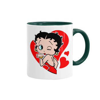 Betty Boop, Κούπα χρωματιστή πράσινη, κεραμική, 330ml