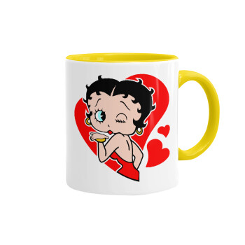 Betty Boop, Κούπα χρωματιστή κίτρινη, κεραμική, 330ml