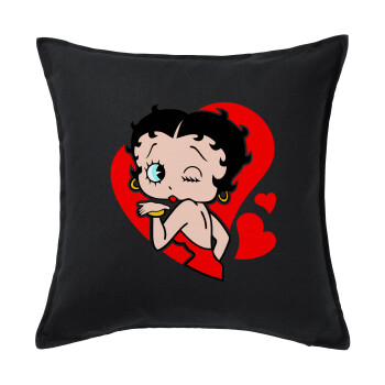 Betty Boop, Μαξιλάρι καναπέ Μαύρο 100% βαμβάκι, περιέχεται το γέμισμα (50x50cm)