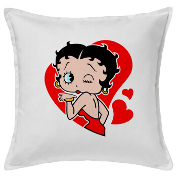 Betty Boop, Μαξιλάρι καναπέ ΛΕΥΚΟ 100% βαμβάκι, περιέχεται το γέμισμα (50x50cm)