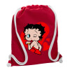 Backpack pouch GYMBAG Red, with pocket (40x48cm) & thick cords