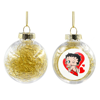 Betty Boop, Transparent Christmas tree ball ornament with gold filling 8cm