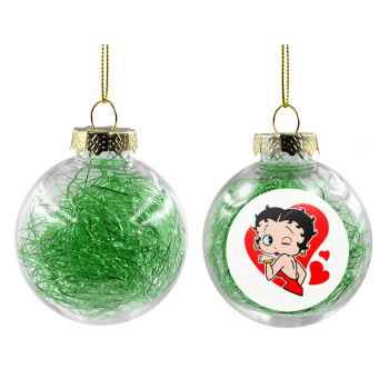 Betty Boop, Transparent Christmas tree ball ornament with green filling 8cm