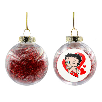 Betty Boop, Transparent Christmas tree ball ornament with red filling 8cm