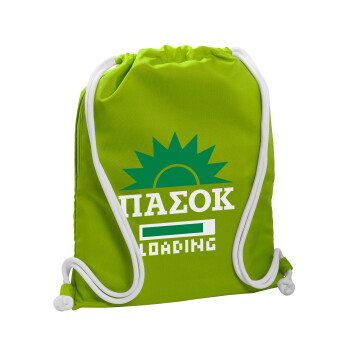 PASOK Loading, Backpack bag GYMBAG LIME GREEN, with pocket (40x48cm) & thick cords