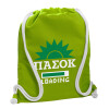 Backpack bag GYMBAG LIME GREEN, with pocket (40x48cm) & thick cords