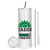 Eco friendly stainless steel tumbler 600ml, with metal straw & cleaning brush