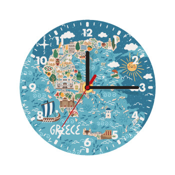 Greek map, Wooden wall clock (20cm)