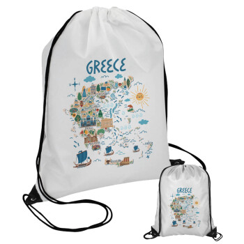 Χάρτης Ελλάδος, Τσάντα πουγκί με μαύρα κορδόνια (1 τεμάχιο)