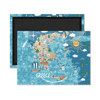 Greek map, Ορθογώνιο μαγνητάκι ψυγείου διάστασης 9x6cm