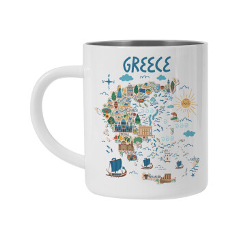 Greek map, Mug Stainless steel double wall 450ml