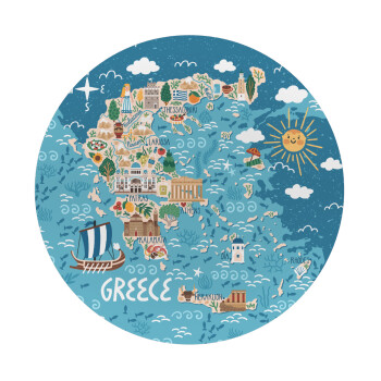 Greek map, Mousepad Round 20cm