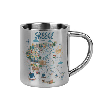 Greek map, Mug Stainless steel double wall 300ml