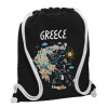 Backpack pouch GYMBAG Black, with pocket (40x48cm) & thick white cords