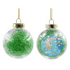 Transparent Christmas tree ball ornament with green filling 8cm