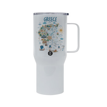 Greek map, Mega Stainless steel Tumbler with lid, double wall 750L