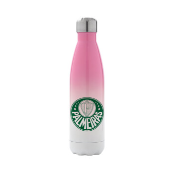 Palmeiras, Metal mug thermos Pink/White (Stainless steel), double wall, 500ml