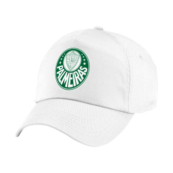 Palmeiras, Children's Baseball Cap, 100% Cotton Twill, White (COTTON, CHILDREN'S, UNISEX, ONE SIZE)