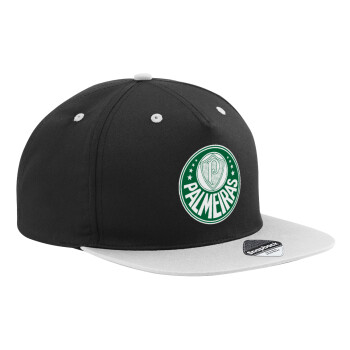 Palmeiras, Adult Flat Snapback Hat Black/Grey, (100% COTTON TWILL, ADULT, UNISEX, ONE SIZE)