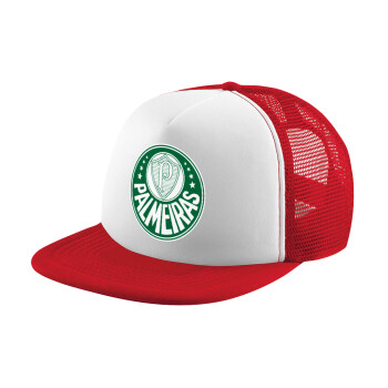 Palmeiras, Adult Soft Trucker Hat with Red/White Mesh (POLYESTER, ADULT, UNISEX, ONE SIZE)