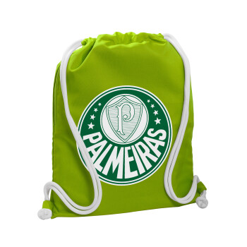 Palmeiras, Backpack bag GYMBAG LIME GREEN, with pocket (40x48cm) & thick cords