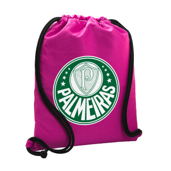 Palmeiras, Backpack pouch GYMBAG Fuchsia, with pocket (40x48cm) & thick cords