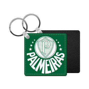 Palmeiras, Μπρελόκ Δερματίνη, τετράγωνο ΜΑΥΡΟ (5x5cm)