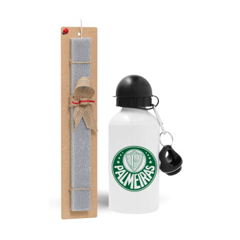 Palmeiras, Easter Set, metallic aluminum water bottle (500ml) & aromatic flat Easter candle (30cm) (GRAY)