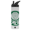 Metallic thermos bottle with straw & handle, stainless steel (Stainless steel 304), double-walled, 600ml.