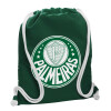 Backpack pouch GYMBAG BOTTLE GREEN, with pocket (40x48cm) & thick white cords