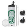 Travel Tumbler 2 Lids, with metal straw & cleaning brush (Stainless steel 304 Food grade, BPA free, 600ml)