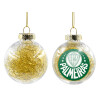 Transparent Christmas tree ball ornament with gold filling 8cm