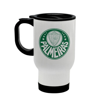 Palmeiras, Stainless steel travel mug with lid, double wall white 450ml