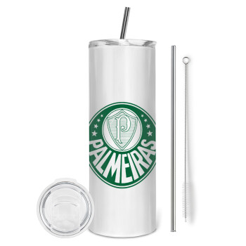 Palmeiras, Tumbler ποτήρι θερμό από ανοξείδωτο ατσάλι 600ml, με μεταλλικό καλαμάκι & βούρτσα καθαρισμού