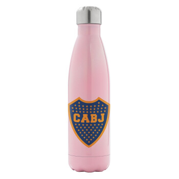 Club Atlético Boca Juniors, Metal mug thermos Pink Iridiscent (Stainless steel), double wall, 500ml