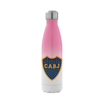 Club Atlético Boca Juniors, Metal mug thermos Pink/White (Stainless steel), double wall, 500ml