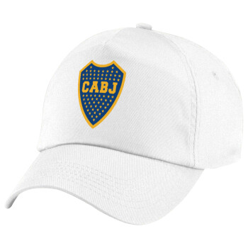 Club Atlético Boca Juniors, Καπέλο παιδικό Baseball, 100% Βαμβακερό Twill, Λευκό (ΒΑΜΒΑΚΕΡΟ, ΠΑΙΔΙΚΟ, UNISEX, ONE SIZE)