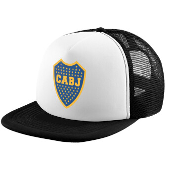 Club Atlético Boca Juniors, Καπέλο παιδικό Soft Trucker με Δίχτυ ΜΑΥΡΟ/ΛΕΥΚΟ (POLYESTER, ΠΑΙΔΙΚΟ, ONE SIZE)